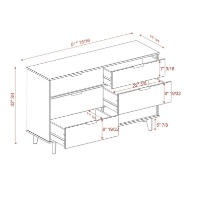 Mid-Century Modern Groove Wood 6 Drawer Dresser - Saracina Home 9 Mid-Century Modern Groove Wood 6 Drawer Dresser - Saracina Home - Image 7
