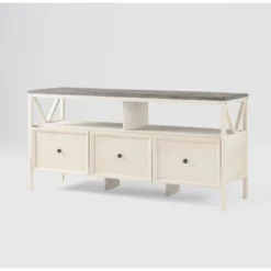 Farmhouse 3 Drawer Wood TV Stand For TVs Up To 65" - Saracina Home -Dream Home Shop GUEST 0072dd60 ce7c 4443 ae39 8934a2c1febb