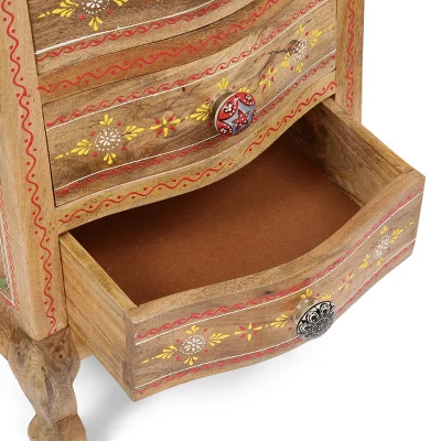 Ailey Handcrafted Boho Mango Wood 3 Drawer Nightstand Natural - Christopher Knight Home 9 Ailey Handcrafted Boho Mango Wood 3 Drawer Nightstand Natural - Christopher Knight Home - Image 7