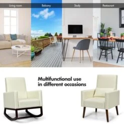 Tangkula 2-in-1 Upholstered Rocking Chair With Wood Leg & Pillow Relax Sofa Chair Light Grey/Beige/Dark Gray -Dream Home Shop GUEST 063d47aa 120b 44ab ab92 f371f567685f