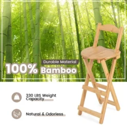 Costway Set Of 4 Bamboo Folding Barstools Counter Height Dining Chairs Installation Free -Dream Home Shop GUEST 06e445d6 dc25 4846 8f81 ef7d506d76ca
