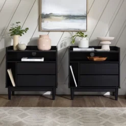2pk Mid-Century Modern Solid Wood 2 Drawer Storage Nightstands - Saracina Home -Dream Home Shop GUEST 081e1c93 fb83 4111 87a0 db5e67515069
