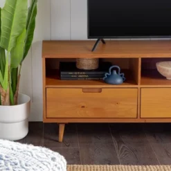 Cara 3 Drawer Mid-Century Modern 3 Drawer TV Stand For TVs Up To 80" - Saracina Home -Dream Home Shop GUEST 0824ed10 634d 442e 93d1 6435deb8cb30