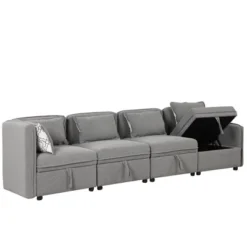 122.8" Minimalist Convertible Modular Sofa, Upholstered Sectional Sofa Couch With 5 Pillows-ModernLuxe -Dream Home Shop GUEST 0b88129f dce1 47fc 9ec4 c57992a409e8