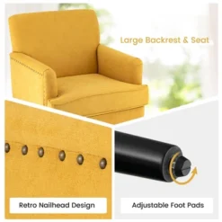 Tangkula Set Of 2 Modern Accent Chair Upholstered Sofa Chair W/ Rubber Wood Legs Yellow -Dream Home Shop GUEST 0d001da3 7e9d 43a7 82e1 6d3e2916838f