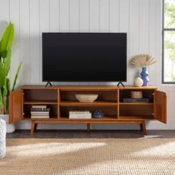 Solid Wood Mid-Century Modern TV Stand For TVs Up To 80" - Saracina Home -Dream Home Shop GUEST 13d172c2 7522 436c b47e 043357d4492b