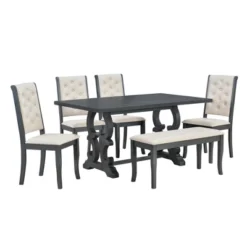 6 PCS Retro Dining Set With Unique-designed Table And Upholstered Chair-ModernLuxe -Dream Home Shop GUEST 144b2e82 beff 4f59 aab3 7cc9f823a4d3