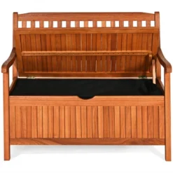 Costway 42'' Storage Bench Deck Box Solid Wood Seating Container Tools Toys W/Backrest -Dream Home Shop GUEST 166e6e3d fc9e 4cc0 b96e 26a0613eeb9b
