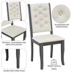 6 PCS Retro Dining Set With Unique-designed Table And Upholstered Chair-ModernLuxe -Dream Home Shop GUEST 18007a98 7761 4a30 a9ee 913421e58038