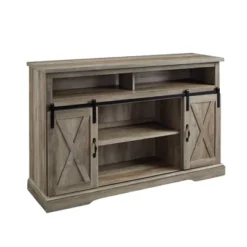 Transitional Sliding Barndoor Highboy TV Stand For TVs Up To 58" - Saracina Home -Dream Home Shop GUEST 18d26976 2f57 4c04 a287 c8a5544778c9