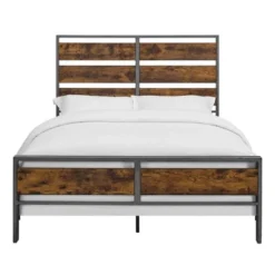Queen Urban Chic Metal And Wood Plank Bed Brown - Saracina Home -Dream Home Shop GUEST 1edbf943 9085 4030 9489 6c7babf0e6c6