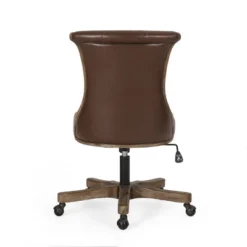 Coulee Contemporary Upholstered Roll Back Swivel Office Chair Dark Brown/Natural - Christopher Knight Home -Dream Home Shop GUEST 2221ea35 e150 49a5 a609 4bb49d3b4d24