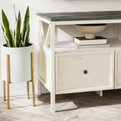 Farmhouse 3 Drawer Wood TV Stand For TVs Up To 65" - Saracina Home -Dream Home Shop GUEST 31eff10a 5528 4bba 98ac 4d2069368764