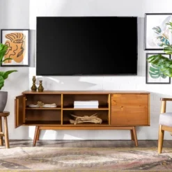 Solid Wood Mid-Century Modern TV Stand For TVs Up To 65" - Saracina Home -Dream Home Shop GUEST 334bf308 b086 4c05 9568 1ae4a156a658