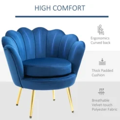 HomCom Elegant Velvet Upholstered Accent Leisure Club Chair With Gold Metal Legs -Dream Home Shop GUEST 36821f06 031a 4cfd 8ad6 b397a37162c9
