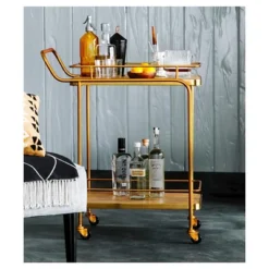 Metal, Wood, And Leather Bar Cart - Gold - Threshold™ -Dream Home Shop GUEST 3940ea51 5dbd 496d adf0 a33ee04f6d3f