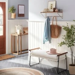 24" Wood & Brass Wall Shelf With Hooks - Hearth & Hand™ With Magnolia