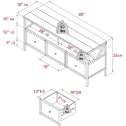 Farmhouse 3 Drawer Wood TV Stand For TVs Up To 65" - Saracina Home -Dream Home Shop GUEST 40d5f612 f4e7 48b3 8586 affcd4996633