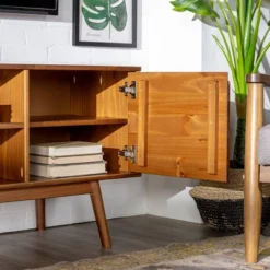 Solid Wood Mid-Century Modern TV Stand For TVs Up To 65" - Saracina Home -Dream Home Shop GUEST 4814f0a0 557a 4091 bf29 8479abd8c5d7