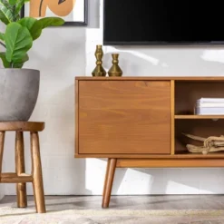 Solid Wood Mid-Century Modern TV Stand For TVs Up To 65" - Saracina Home -Dream Home Shop GUEST 4afdac7b ce07 40a9 92de c6ef5784b45e