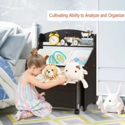 Costway Kids Wooden Toy Storage Unit Organizer W/Rolling Toy Box & Plastic Bins NaturalEspresso -Dream Home Shop GUEST 4fc34305 9481 40cd bed5 35dcd736d6c9