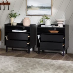 2pk Mid-Century Modern Solid Wood 2 Drawer Storage Nightstands - Saracina Home -Dream Home Shop GUEST 559c5ca6 af7e 4136 9a5f 989a82141900