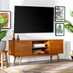 Solid Wood Mid-Century Modern TV Stand For TVs Up To 65" - Saracina Home -Dream Home Shop GUEST 55d038af 42a5 438d 8b74 91f0ac9cc7f7