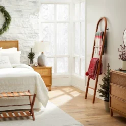 6' Arched Wood Throw Blanket Ladder Brown - Hearth & Hand⢠With Magnolia