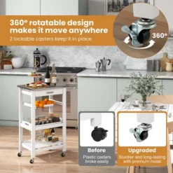 Costway Compact Kitchen Island Cart Rolling Service Trolley With Stainless Steel Top Basket -Dream Home Shop GUEST 65c0c9bb 50c6 4b23 bffd 4f1388a1e634