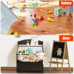 Costway Kids Wooden Toy Storage Unit Organizer W/Rolling Toy Box & Plastic Bins NaturalEspresso -Dream Home Shop GUEST 6649d054 ddae 4200 95c9 643014cf866f