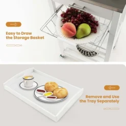 Costway Compact Kitchen Island Cart Rolling Service Trolley With Stainless Steel Top Basket -Dream Home Shop GUEST 6d12b3d7 0480 4e1e bf51 084fc2612c3c