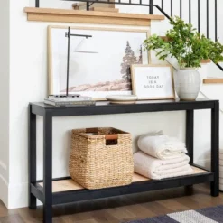 Console Table With Woven Rattan Shelf Black - Threshold™ Designed With Studio McGee -Dream Home Shop GUEST 6e7f68b7 50c5 44c5 965d a4d52aa919cd