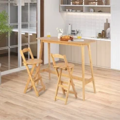 Costway Set Of 4 Bamboo Folding Barstools Counter Height Dining Chairs Installation Free -Dream Home Shop GUEST 7004db85 97cc 42ae 9533 c8264c618da5