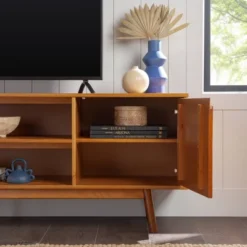 Solid Wood Mid-Century Modern TV Stand For TVs Up To 80" - Saracina Home -Dream Home Shop GUEST 718deacd a6aa 48d3 a2de dc60399694ef
