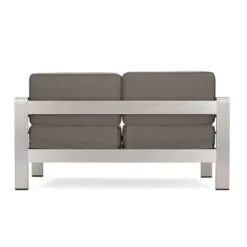 Cape Coral 5pc Aluminum And MGO Seating Set With Fire Table Khaki/Light Gray - Christopher Knight Home -Dream Home Shop GUEST 72369f1a e599 4d30 93cb 877b6f8ed328