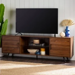 2 Door Mid-Century Modern Wood Storage TV Stand For TVs Up To 80" - Saracina Home -Dream Home Shop GUEST 731fc50a 2639 4fe3 90be a972112a62a2
