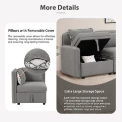 122.8" Minimalist Convertible Modular Sofa, Upholstered Sectional Sofa Couch With 5 Pillows-ModernLuxe -Dream Home Shop GUEST 758104f0 2824 4484 a592 7670bd523c90