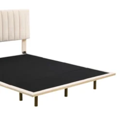 Queen Size Upholstered Floating Velvet Platform Bed With Sensor Light And Headboard-ModernLuxe -Dream Home Shop GUEST 75f18426 76a4 4916 a9fe 68af0a540d22