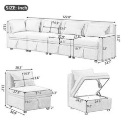 122.8" Minimalist Convertible Modular Sofa, Upholstered Sectional Sofa Couch With 5 Pillows-ModernLuxe -Dream Home Shop GUEST 793e584d 807e 4842 8190 13b2a3034754