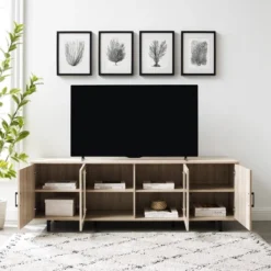 Vik Modern Boho 4 Door Herringbone TV Stand For TVs Up To 80" - Saracina Home -Dream Home Shop GUEST 7bd2e959 fa62 4b0c 8b39 52a23a92c73b