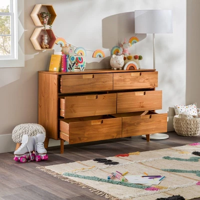 Mid-Century Modern Groove Wood 6 Drawer Dresser - Saracina Home 20 Mid-Century Modern Groove Wood 6 Drawer Dresser - Saracina Home - Image 18