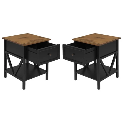 Set Of 2 Farmhouse Single Drawer V Frame Nightstands - Saracina Home 12 Set Of 2 Farmhouse Single Drawer V Frame Nightstands - Saracina Home - Image 10