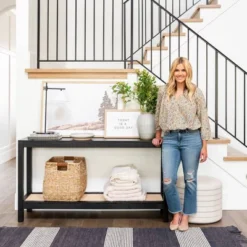 Console Table With Woven Rattan Shelf Black - Threshold™ Designed With Studio McGee -Dream Home Shop GUEST 8850858f 6d86 4502 8112 f583beb8eb20