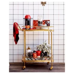 Metal, Wood, And Leather Bar Cart - Gold - Threshold™ -Dream Home Shop GUEST 8b37d9d0 220c 44ab 9ad7 9d758ab91a72