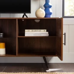 2 Door Mid-Century Modern Wood Storage TV Stand For TVs Up To 80" - Saracina Home -Dream Home Shop GUEST 910fe446 d949 4eab 8f55 84b563e374b2