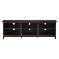 Transitional 6 Cubby Wood Open Storage Wood TV Stand For TVs Up To 80"- Saracina Home -Dream Home Shop GUEST 92fe5691 6d10 45aa a903 60b396346c9f