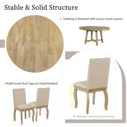 5 PCS Round Wood Extendable Dining Table Set With 4 Upholstered Dining Chairs-ModernLuxe -Dream Home Shop GUEST 9ac19d65 3748 4874 9cdb f877628812e6