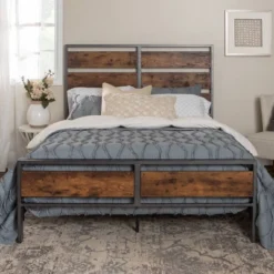 Queen Urban Chic Metal And Wood Plank Bed Brown - Saracina Home -Dream Home Shop GUEST 9ba450b4 e465 46ef 9f8f 881f1960dbc8