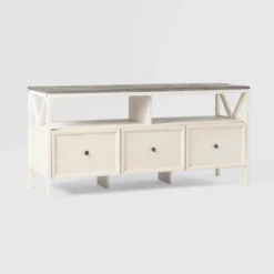 Farmhouse 3 Drawer Wood TV Stand For TVs Up To 65" - Saracina Home -Dream Home Shop GUEST 9c05f01d 83d8 411e ae5d 3185861747c7