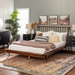 Boho Solid Wood Spindle Platform Bed - Saracina Home -Dream Home Shop GUEST a59e04b0 9472 44a4 aa47 43be053d19eb